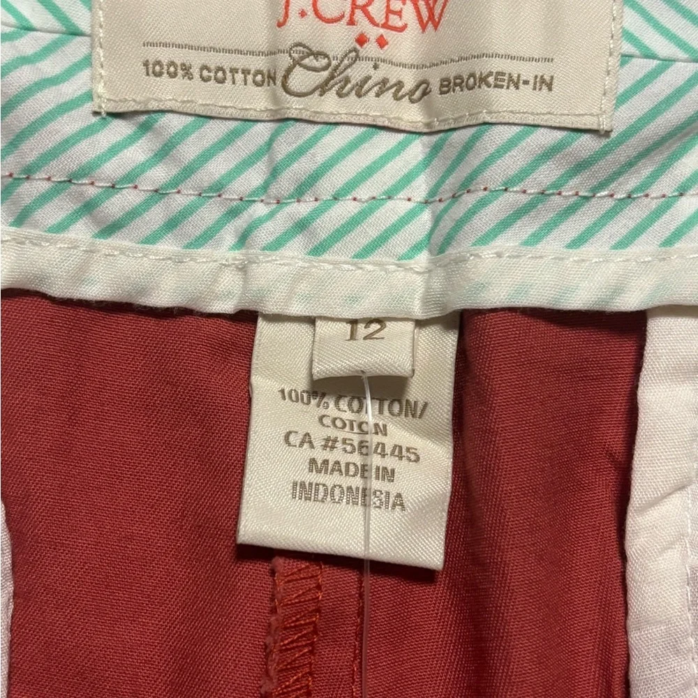 J. Crew Women Coral 100% Cotton Chino Broken In Shorts Size 12 7” - Picture 3 of 7